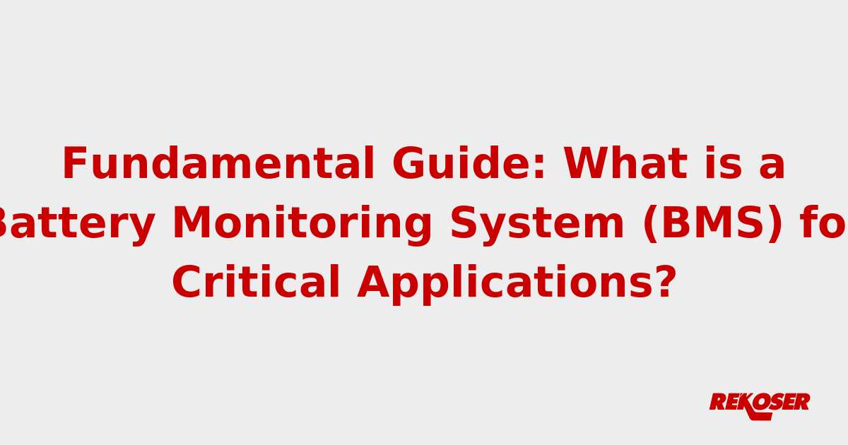 Fundamental Guide: What is a Battery Monitoring System (BMS) for Critical Applications?